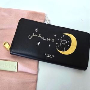 Radley London Black Zip Up Wallet with Gold Moon Dog Design